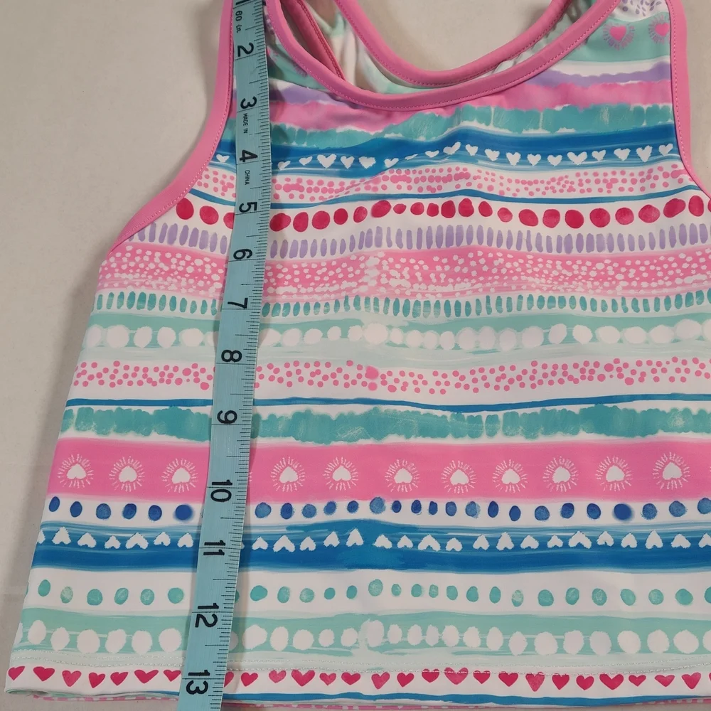 Eddie Baur Multicolor Girls Colorful Tankini Set Pink & Blue Size 7-8 Small EUC